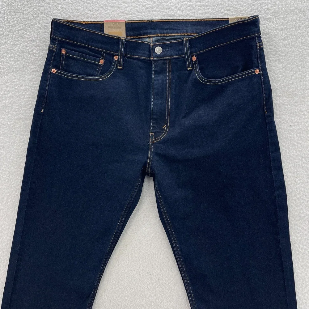 Levis 502 Jeans Mens 36x32 Blue Taper Dark Wash Stretch Denim Preppy Minimalist